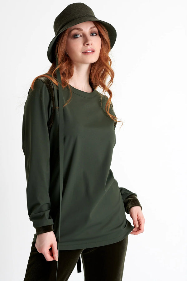 Shan Scarlett Velvet contrast top